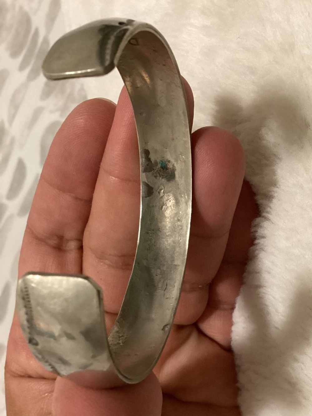 Sterling Silver Native American Bangle Cuff - Picture 3 of 4